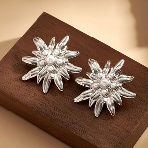 ต่างหูสไตล์ลำลองชุบทอง 18K บนสแตนเลสสตีล 304 ประดับมุกอะคริลิก รูปดาวทะเลและเปลือกหอย ขัดเงา ชุบด้วยไฟฟ้า เหมาะสำหรับใส่ในชีวิตประจำวัน - Product Image 3