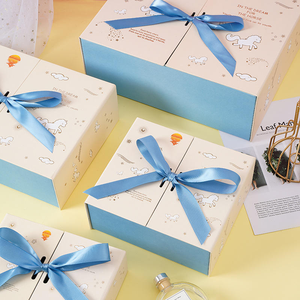 Dreamy Unicorn Double Door Luxury Gift <b>Box</b> with Blue Satin Ribbon - Product Image 1