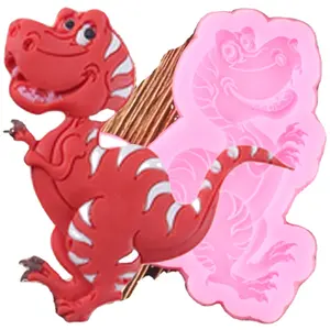 قوالب سيليكون أشكال الحيوانات ثلاثية الأبعاد على شكل ديناصور ، أدوات تزيين الكعك وحلوى عيد الميلاد للأطفال ، قوالب حلوى من الطين والشوكولاتة
