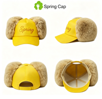 Gorra de Béisbol Personalizada con Orejas Bordadas, Gorra Trucker Unisex Informal con Orejas de Peluche para Uso Diario