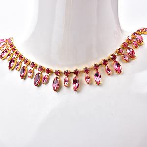 Chaussure de ceinture avec des strass en cristal, des yeux de cheval faits main <span class=keywords><strong>et</strong></span> rond en <span class=keywords><strong>verre</strong></span>, avec tasse en métal plaqué or, garniture florale, DIY, pour robe de mariée, nouvelle collection - Product Image 4