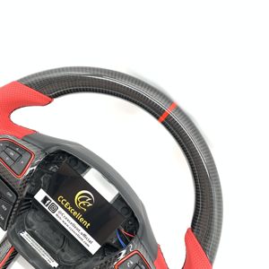Volant en fibre de carbone véritable avec cuir perforé rouge pour <span class=keywords><strong>Ford</strong></span> <span class=keywords><strong>Focus</strong></span> MK3/MK3 <span class=keywords><strong>RS</strong></span>/MK3 ST/SE <span class=keywords><strong>2015</strong></span> 2016 2017 2018 - Product Image 4