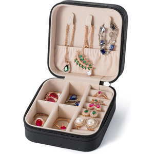 Caja de Almacenamiento de Joyas Personalizada de Lujo, Organizador con Logotipo, Estuches Pequeños de Cuero PU, Portátiles para Viaje, para Anillos, Collares, Aretes - Product Image 1