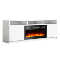 Mesa de Centro Moderna con Cajones de Almacenamiento, Gabinetes y Chimenea Eléctrica para Sala de Estar