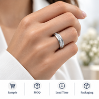 925 Sterling Silber Ring 2,5*2,5mm Princess Cut Moissanit Herren Damen Ehering Kanalset Individuelles Logo Großhandel