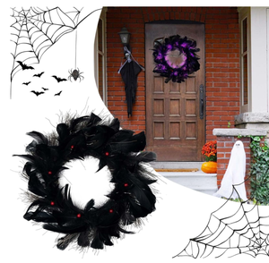 Floral Teal Garland Feather Christmas <strong>Wreath</strong> for Home Door Wall Window Wedding Party Halloween Thanksgiving Fall Autumn Decor - Product Image 2