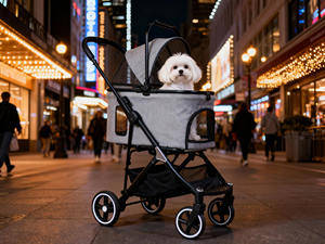 फैक्टरी मूल उच्च गुणवत्ता ऑक्फोर्ड सामग्री फोल्डेबल आउटडोर चार-पहिया पालतू कुत्ते स्टलर बिल्ली स्टलर - Product Image 1