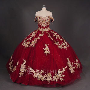 Vestidos <span class=keywords><strong>de</strong></span> Quinceañera Rojos y Dorados Wc043 con Apliques <span class=keywords><strong>de</strong></span> Encaje, Estilo Charro Mexicano, Dulce Quince, Jancember - Product Image 6