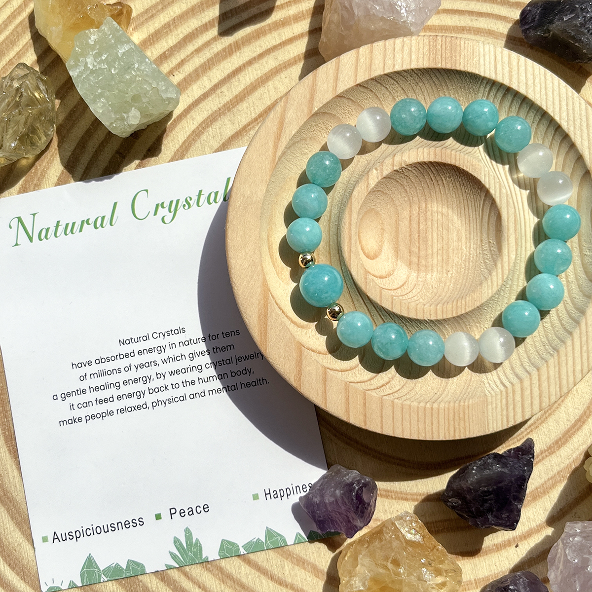 Amazonite + Oeil de Chat Blanc