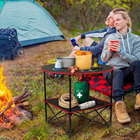Table de pique-nique ronde pliable légère et portable Mydays pour l'extérieur avec 4 porte-gobelets et sac de transport pour barbecue, camping, pêche