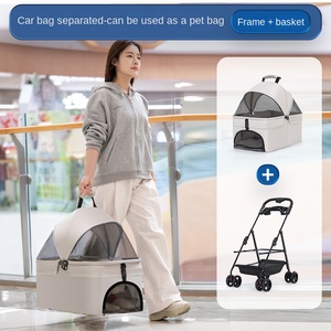 Puertas con cremallera de doble cara Paneles de malla ultra-transpirables Portador de mascotas desmontable <span class=keywords><strong>plegable</strong></span> de una mano Cochecito de mascotas <span class=keywords><strong>para</strong></span> <span class=keywords><strong>perros</strong></span> y gatos - Product Image 3