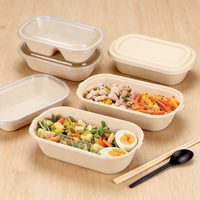 Handige, wegwerpbaar, biologisch afbreekbare voedselcontainers van suikerrietpulp, lunchbox voor salade en fruit