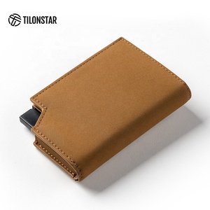 TILONSTAR TVC503 Custom Logo Aluminum Slimline Automatic Pop up <b>Card</b> Case RFID Blocking Business Leather ID <b>Card</b> <b>Holder</b> for Men - Product Image 3