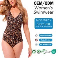 Maillot de bain une pièce grande taille pour femme Shanhao OEM, imprimé tigre, léopard, serpent, décolleté plongeant, dos échancré, coupe haute, protection UV