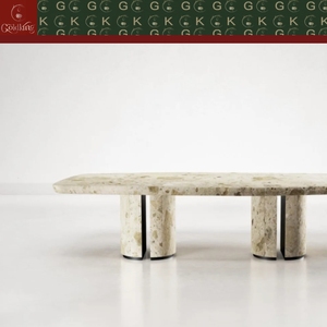Mesa de Comedor Contemporánea GOLDKING Monet Garden con Tapa de Mármol y Patas Cilíndricas Divididas, OEM ODM Personalizada para Interiores de Condominios de Lujo - Product Image 3