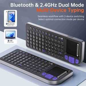 Mini Teclado Inalámbrico 2.4G BT de Modo Dual con Retroiluminación RGB, Panel Táctil de Aleación de Aluminio, Portátil para Laptop, Tablet, Teléfono, Venta al Por Mayor de Fábrica - Product Image 3