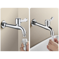 Robinet de lavabo mural pour machine à laver, évier, salle de bain, robinet en zinc, rallonge de robinet, eau froide, chrome, robinet à bec