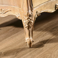Meuble TV multifonctionnel en bois massif de chêne américain, style vintage français, sculpté, couleur bois naturel, mobilier haut de gamme