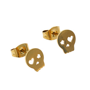 ZOGXIN Skull <b>Stud</b> Earrings Gold Plated Stainless Steel Hip Hop Fashion Jewelry <b>For</b> Women <b>Men</b> Unisex Ear <b>Studs</b> - Product Image 5