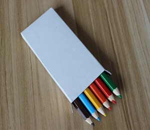 Ensemble de 6 crayons à dessin miniatures en bois de 3,5 pouces avec boîte en papier kraft pour usage promotionnel - Product Image 6