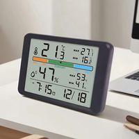 Neuer Ultraflacher Magnetischer Elektronischer LCD Digitaler Temperatur- und Feuchtigkeitsmesser mit Wecker, Touch-Hintergrundbeleuchtung, Kalender und Batteriebetrieb