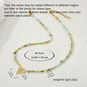 Elegante Collar de Mujer Estilo Bohemio con Cuentas de Piedra Natural en Capas, Ágata Verde y Perla Rosa, Cadena Elegante - Product Image 3
