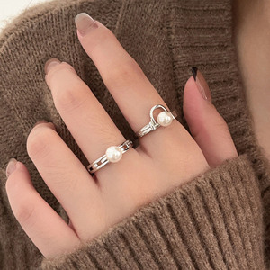 S925 Sterling <b>Silver</b> Pearl <b>Ring</b> Heart Shape Women's Fine Jewelry Everyday Wear - Product Image 4