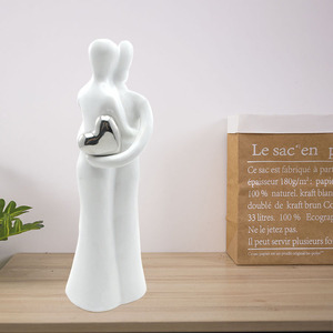 Décoration de mariage sculpture de couple <span class=keywords><strong>danseuse</strong></span> artisanale en céramique, galvanoplastie argentée - Product Image 1