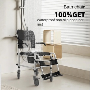 Sedia WC Mobile <span class=keywords><strong>con</strong></span> <span class=keywords><strong>Ruote</strong></span> per Anziani e Donne in Gravidanza, Ausilio per Terapia Riabilitativa in Alluminio, Sedia a Rotelle per Doccia - Product Image 3