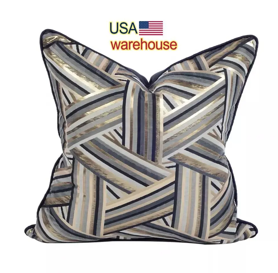 Stripe colored Decorative Throw Pillow Covers Luxury Style Cushion Case Pillow Shell for Sofa Bedroom Square18x18 20x20inches