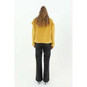 Abrigo de Piel Sintética para Mujer, Estilo Casual, Color Oliva, Forro Polar Suave, Relleno de Poliéster - Product Image 5