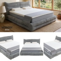 VERNSSY Modernes Luxuriöses Faltbares Komprimiertes Umweltfreundliches Weiches Bett mit Eisenrahmen, Stoffpolsterung und Abnehmbarem Bezug in Niedriger Höhe, King-Size