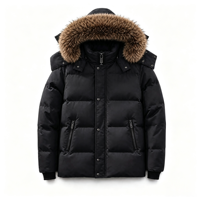 Veste d'hiver en velours matelassé imperméable et coupe-vent de qualité supérieure, avec capuche, en duvet d'oie, pour la vente en gros