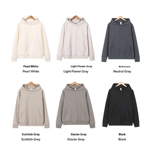 Pull-over pour homme automne-hiver, 100% coton, uni, à capuche, coupe ample, couleur terre, 430G, rembourré en velours, confortable - Product Image 2