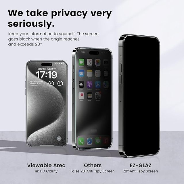 Dust Free Installation Kit Privacy Screen Protector Auto Alignment 28 Degree Anti Spy Tempered Glass for iPhone 17 16 15 Pro Max