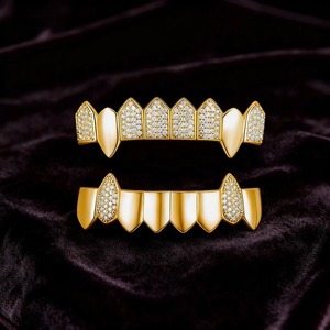 Grillz personnalisés de qualité export, en argent sterling 925, sertis de diamants Moissanite VVS, style Hip Hop, effet glacé et brillant, bijoux dentaires en promotion - Product Image 3