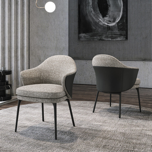 Chaise de salle à manger en tissu pour restaurant, rembourrée, avec accoudoirs, style moderne, luxe léger, accent italien, avec pieds en métal - Product Image 4