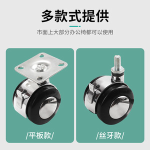 Furniture Caster 2 Inch Threaded Stem Polyurethane <b>Wheel</b> Zinc Alloy Plain Bearing Easy Installation Indoor Use - Product Image 4