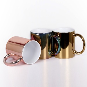 Taza de cerámica personalizada electrochapada de 15 oz, color sólido con asa, chapado en oro de grado A, chapado bicolor para regalos. - Product Image 5