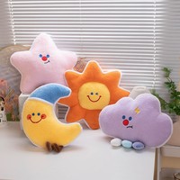 Série Ciel Étoilé : Jouets en Peluche Soleil, Lune, Étoiles, Arc-en-ciel, Nuages – Coussins de Canapé en Coton PP pour Décoration Intérieure