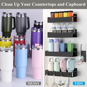 <span class=keywords><strong>Portabottiglie</strong></span> Magnetico per Frigorifero, Organizzatore Portabicchieri per Tumbler Stanley da 30oz 40oz per Cucina Bianco Nero - Product Image 5