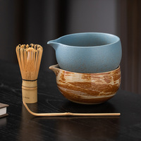 Nouvel ensemble de chawan en céramique fait main style rétro 2025 – Bol à bec verseur et outils pour la préparation du matcha – Ensemble café et thé