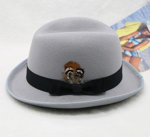 W382 Party Trilby Directeur Homburg Chapeau Haute Qualité Nouvelle Mode Personnalisé Homme Femme Laine Fedora Feutre Chapeau Haut de forme - Product Image 3