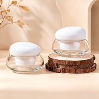 Pot cosmétique de luxe unique en verre transparent de 50g avec revêtement intérieur anti-fuite pour crème visage, beurre corporel et emballage cosmétique