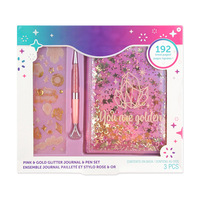 Ensemble de carnet de notes avec paillettes flottantes en or rose, carnet de notes en cristal « You Are Golden » avec stylo et autocollants, kit de papeterie pour filles