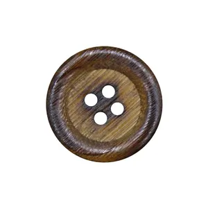 New retro wood color and burnt yellow circular 4-hole bamboo buttons for outerwear suits