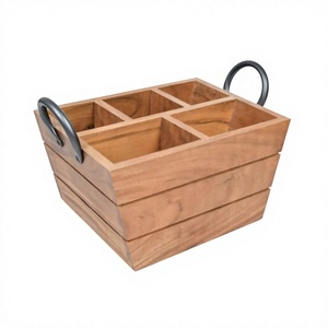 Wooden Eco-Friendly Portable Sustainable Serving <b>Caddy</b> for Hotels & Restaurants Tableware Holder with Customizable Size - Product Image 6