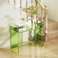Source Usine Personnaliser Durable Moderne Style Vert Transparence Acrylique Bureau D'ordinateur Table De Chevet avec Tiroir pour la Maison Tenir