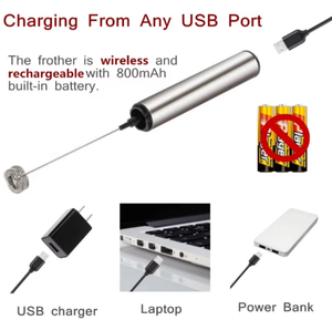 Mousseur à lait USB réglable en acier inoxydable avec double tête pour cuisine - Product Image 5