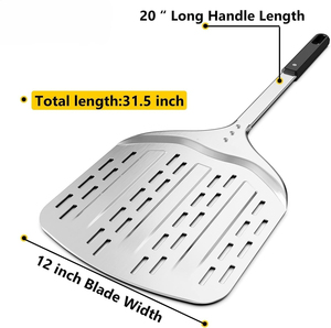 Spatule à pizza en aluminium perforé de qualité supérieure, 12 pouces, écologique, pelle à pizza, pelle à four, pour four, grill et barbecue - Product Image 2